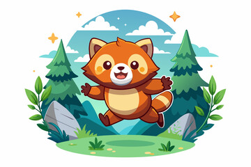 dynamic anime design of a cute bear playing in the 