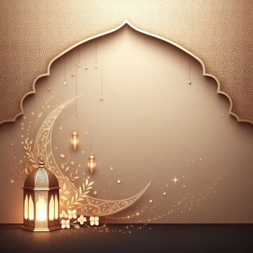 Ramadan, Eid mubarak moon and mosque beautiful background
