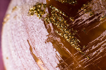Background on transparent material with sparkles, macro