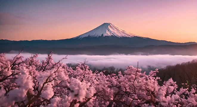 Mount fuji in spring.