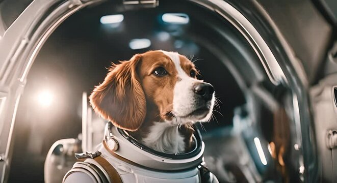 Dog dressed as an astronaut.