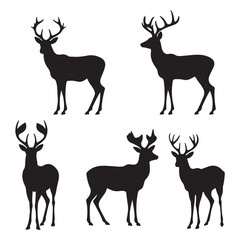 Naklejka na ściany i meble A black silhouette Deer set 