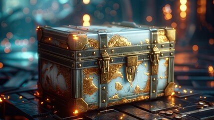 A treasure chest or safe symbolizing personal data to illustrate the concept of data protection as...