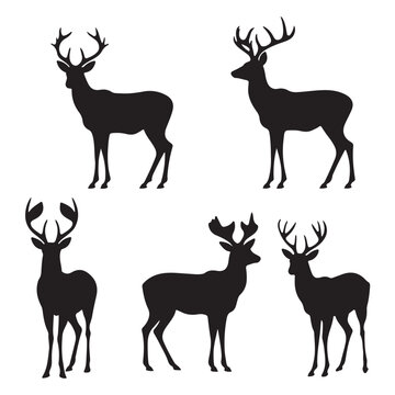 A black silhouette Deer set 

