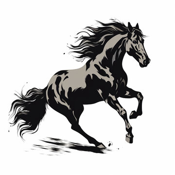 3d photo of horse silhouette isolate on white background made with generative ai