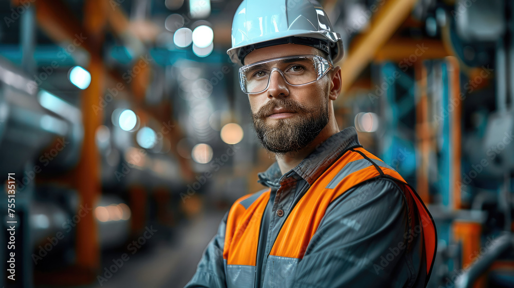 Poster Maintenance engineer using advanced technology to optimize factory operations. Generative AI.
