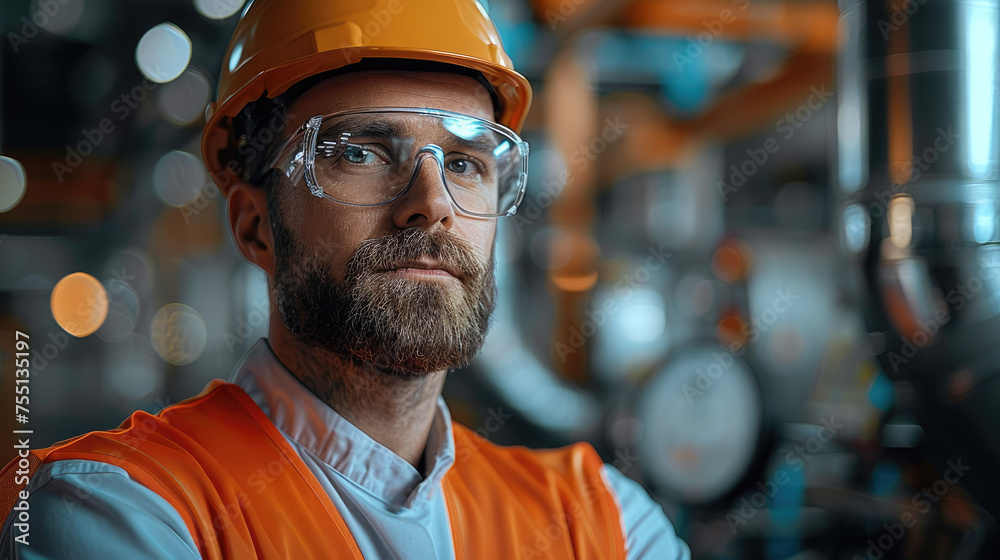 Poster Maintenance engineer using advanced technology to optimize factory operations. Generative AI.