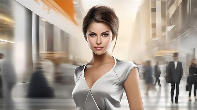 Modern Elegance Captivating Image of a Stylish Woman with Contemporary Transition Background portrait of a woman in the city