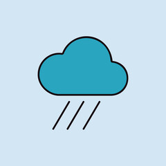 Raincloud vector isolated flat icon. Weather sign