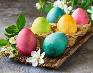 Obraz na płótnie Canvas Multicolor painted easter eggs
