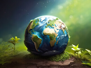 Obraz na płótnie Canvas Earth planet. World environment day creative concept.