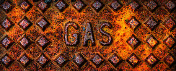 Rostiger Gas Kanaldeckel