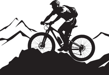Geared for Adventure Mountain Biker Silhouette Natures Playground Awaits Mountain Biking Emblem