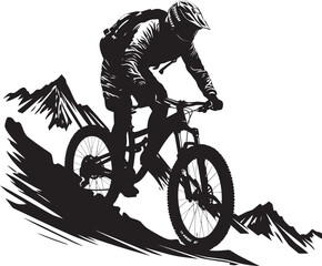 Naklejka premium Summit Cyclist Ascending the Peaks Mountain Trailblazer Exploring Heights