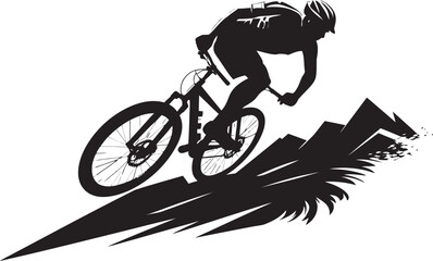 Naklejka premium Trailblaze Thrills Mountain Biking Escapades Summit Cyclist Conquering Peaks