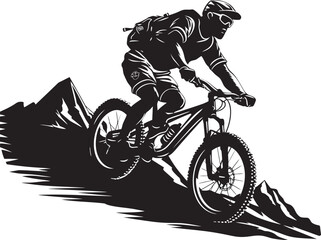 Where Grit Meets Glory Mountain Biker Pushing the Limits Beyond the Brakes Mountain Bike Logo for Daring Riders