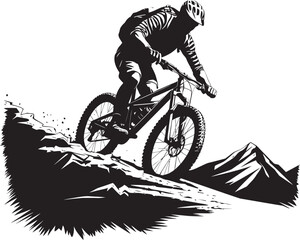Trail Tamer Cyclist Cutting Through Mountains Two Wheeled Adventure Mountain Biker Embracing Nature