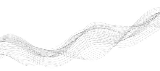 Abstract wave element for design. Digital frequency track equalizer. Stylized line art background. Vector illustration. Wave with lines created using blend tool. Curved wavy line, smooth stripe.