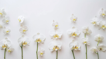 Beautiful orchid flowers on white background. Banner with copy space for your idea, message, text...