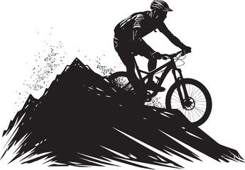 Embracing the Elements All Weather Mountain Bike Icon Riding Through Red Rock Desert Biker Silhouette