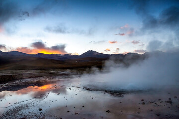 El Tatio geyser field in the Andes Mountains of northern Chile - 755137762