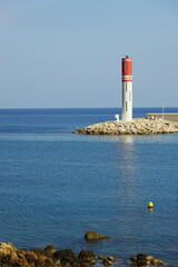 The lighthouse in marina in Antibes, the French Riviera	