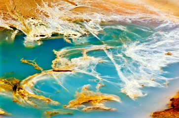 Abstract nature background. Texture of Porcelain Basin in Yellowstone national park, USA - 755138784