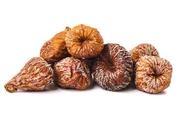 Dried figs, close-up, isolated on white background.
