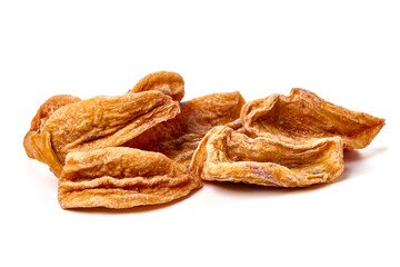 Dried persimmons, close-up, isolated on white background.