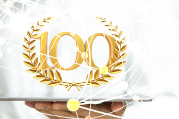 100 Anniversary 3d numbers. Poster template for Celebrating 100 anniversary event party.
