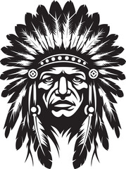 Brave Majesty Apache Face Iconic Symbol Silent Sentinel Tribal Emblem Vector