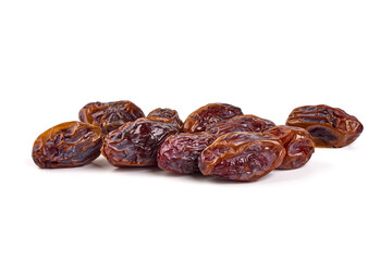 Raw Organic Medjool Dates, isolated on white background.