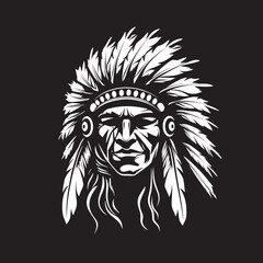 Tribal Defender Apache Face Iconic Design Spirit Sentinel Tribal Emblematic Icon