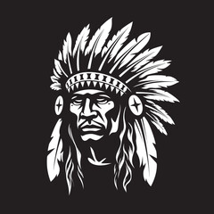 Desert Guardian Apache Logo Symbolic Thunder Warrior Apache Face Vector