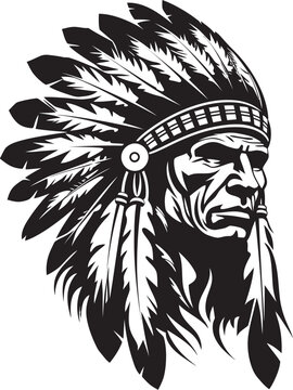 Shadow Guardian Tribal Logo Vector Silent Warrior Apache Icon Design