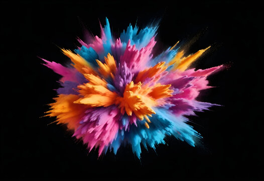 colorful powder explosion on black background