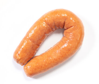 Dutch smoked sausage against white background