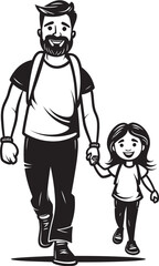 Smiling Father, Happy Daughter Vector Design Daddys Little Princess Cartoon Emblem