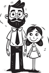 Cheerful Moments Father and Daughter Icon Happy Together Cartoon Logo Graphic