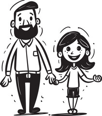 Precious Bonding Father and Daughter Graphic Joyful Adventures Cartoon Logo Iconography