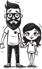 Daddys Delight Happy Family Emblem Precious Bonding Cartoon Vector Icon