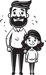 Daddys Joyful Bond Happy Father and Daughter Icon Sweet Smiles Cartoon Vector Emblem