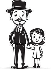 Blissful Adventures Cartoon Logo Design Daddys Joyful Bond Happy Father and Daughter Icon