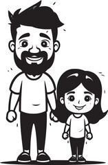 Cheerful Company Cartoon Vector Design Daddys Joyful Bond Father Daughter Graphic