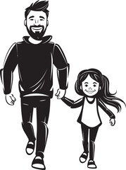 Joyful Journeys Cartoon Emblematic Icon Heartwarming Hugs Father Daughter Logo