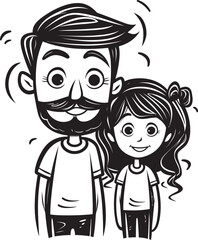 Blissful Moments Happy Father and Daughter Icon Sweet Smiles Cartoon Vector Icon