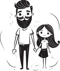 Joyful Bonding Father Daughter Graphic Heartwarming Memories Cartoon Logo Graphic