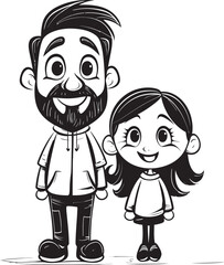 Heartwarming Memories Cartoon Logo Graphic Daddys Little Angel Happy Family Icon