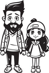 Cheerful Company Father and Daughter Vector Daddys Joyful Bond Cartoon Logo Symbol