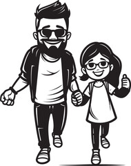 Precious Moments Cartoon Vector Graphic Daddys Love Happy Family Emblem